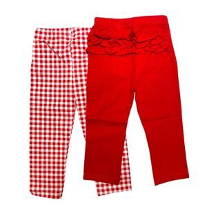 The Children's Place Bundles Gingham & Solid Ruffle Red Pant 18-24M
